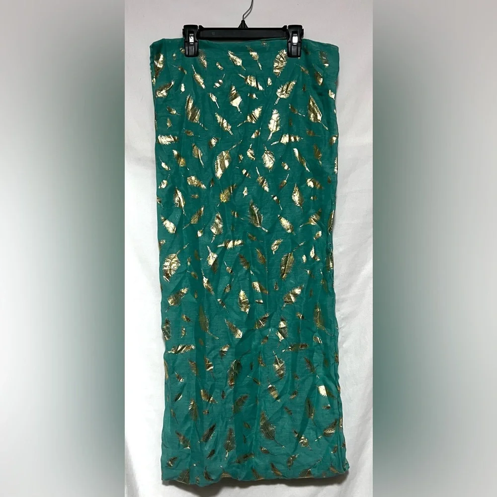 Gold Leaf Feather Patterned Infinity Scarf | Glam | Lightweight | Fall | Dressy